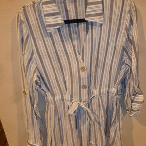 L.I.F.E. Love is for eternity wooden buttons Tunic striped   Sz XL  NWOT